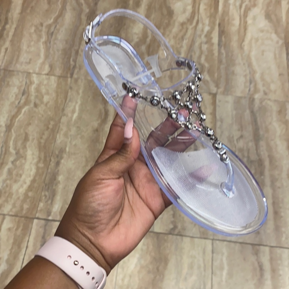 Clear embellished sandals